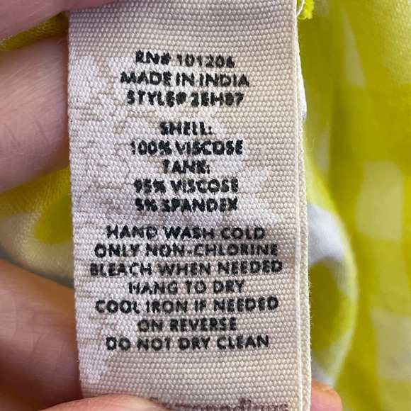 Soft Surroundings Gingham Ruffle Sleeve Button Up Shirt Women's L Bright Yellow - Picture 7 of 7